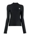 Coperni Black Tight High Neck Long Sleeve T-shirt In Black