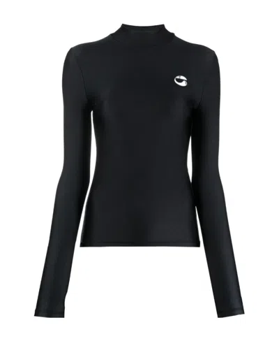 Coperni Logo Printed Collar Blouse In Black