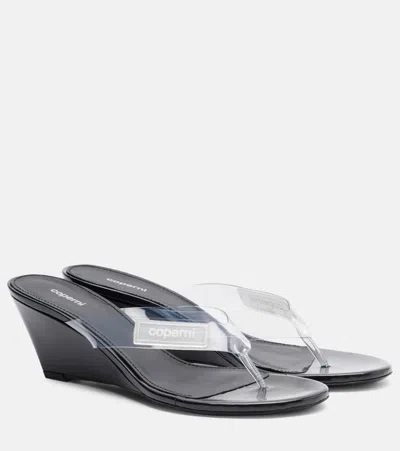 Coperni Logo Pvc Wedge Thong Sandals In Transparent