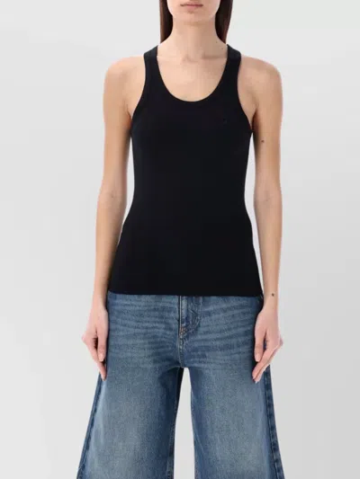 Coperni Ribbed Stretch Viscose Tank Top In Black