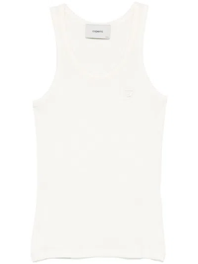 Coperni Logo Ribbed Tank Top In White
