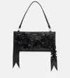 Coperni Black Pleated Ribbon Satin Pochette Bag In Black