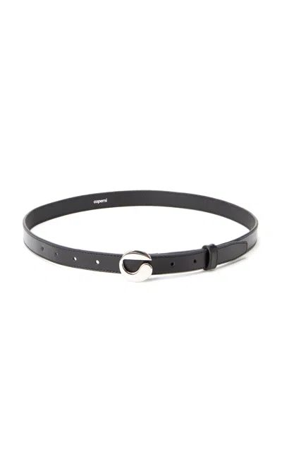 Coperni Logo Skinny Leather Belt In Black