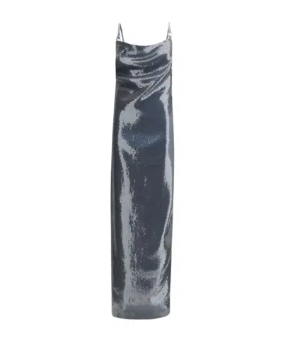 Coperni Ruched Sequin-embellished Gown In Silver