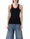 Coperni Round Neck Sleeveless Top With Ribbed Texture In Black