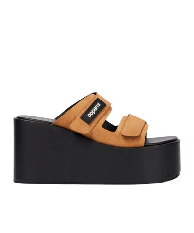 Coperni Logo Wedge Sandals In Brown