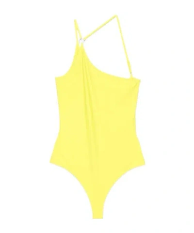Coperni One Shoulder Swimsuit Woman Lime In Yellow