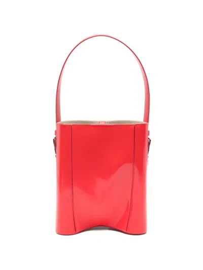 Coperni Logo-detail Leather Bucket Bag In Red