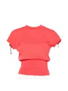 Coperni Logo-embroidered Drawstring T-shirt In Red
