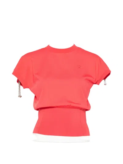 Coperni Logo-embroidered Drawstring T-shirt In Red