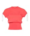 Coperni Logo-embroidered Drawstring T-shirt In Red