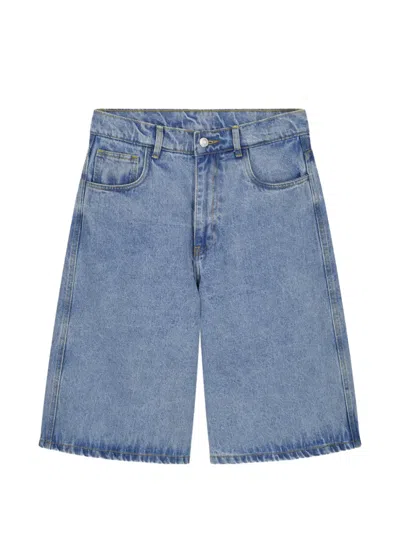 Coperni Logo-plaque Shorts In Blue