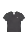 Coperni Logo-print Cropped T-shirt In Gray