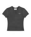 Coperni Logo-print Cropped T-shirt In Gray