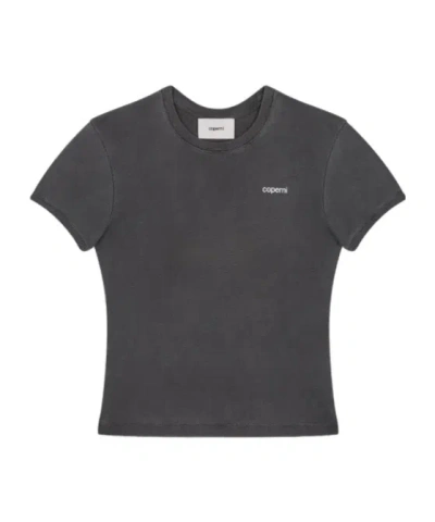 Coperni Logo-print Cropped T-shirt In Black