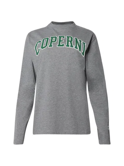 Coperni Logo-print Long-sleeve T-shirt In Gray