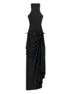 Coperni Black Long Dress Featuring A Belted Waist In Black