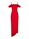Coperni Off-shoulder Ruffle Column Gown In Red