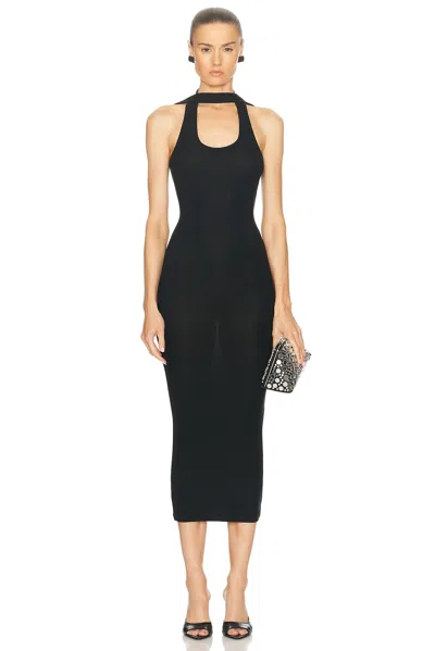 Coperni Stretch Viscose Halter Neckline Midi Dress In Black