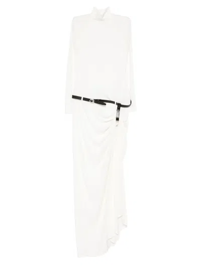Coperni Long-sleeve Belted Dress In White