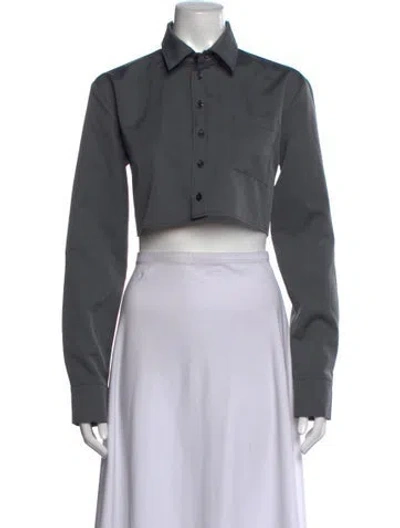 Pre-owned Coperni Long Sleeve Crop Top In Grey