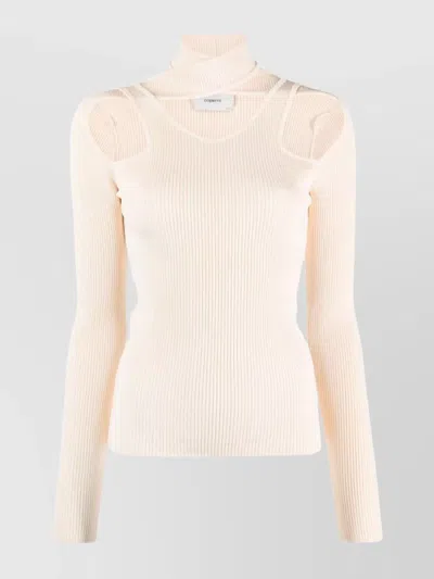 Coperni Long Sleeve High Neck Knitwear Jumper In Neutral