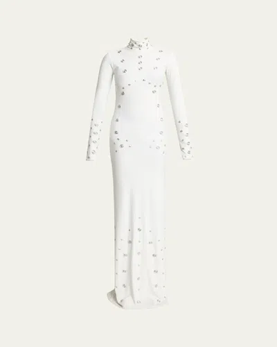 Coperni Snap-embellished Spandex Maxi Dress In Weiss