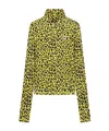 Coperni Leopard Print Turtleneck Sweater In Yellow