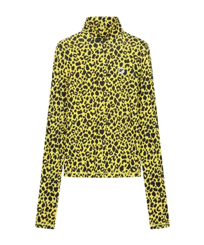 Coperni Leopard Print Turtleneck Sweater In Green