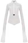 Coperni Logo-patch Poplin Bodysuit In White (white)