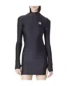 Coperni Denim Asymmetrical Flower Mini Dress In Black