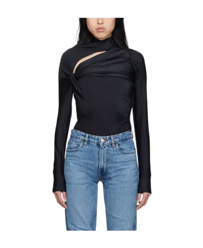 Coperni Long-sleeved Hollow T-shirt In Black