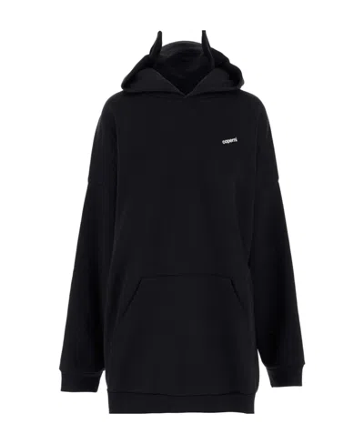 Coperni Long-sleeved Hooded Sweater Dress In Black