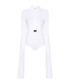 Coperni Logo-patch Poplin Bodysuit In White