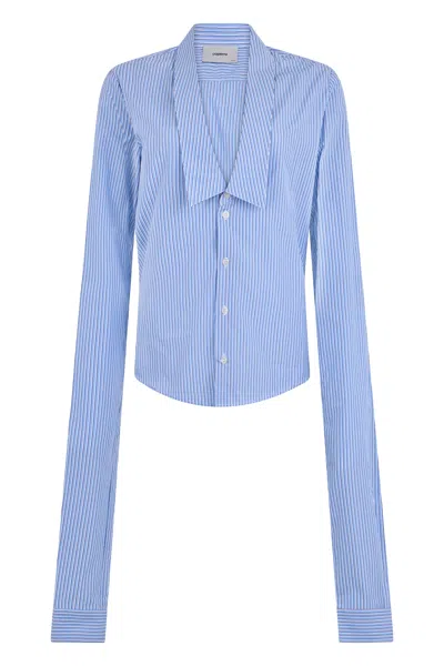 Coperni Long-sleeved Elegant Fitted Shirt In Blue