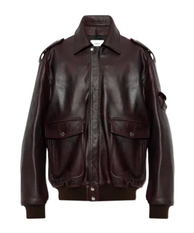 Coperni Leather Epaulette-detail Jacket In Brown