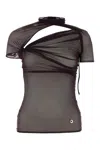 Coperni Sleeved Draped Mesh V-neck Top