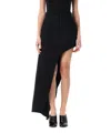 Coperni Denim Asymmetrical Flower Mini Dress In Black