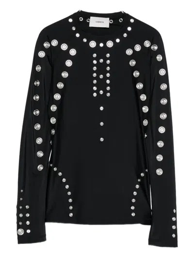 Coperni Metal-embellished Long-sleeve T-shirt In Black