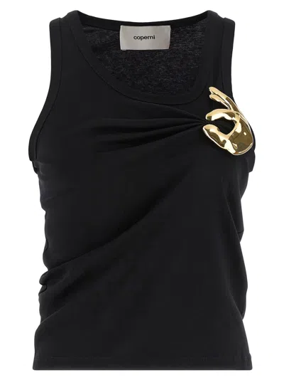 Coperni Metal Emoji-embellished Cotton Tank Top In Black