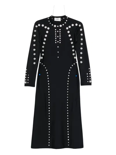 Coperni Metallic-embellished Long-sleeve Dress In Black