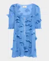 Coperni Metallic Knit Butterfly Button-front Mini Dress