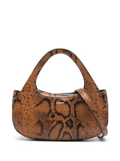 Coperni Micro Snake-print Mini Bag In Brown