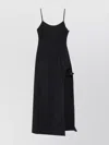 Coperni Midi Dress With Spaghetti Straps And Side Split In Black
