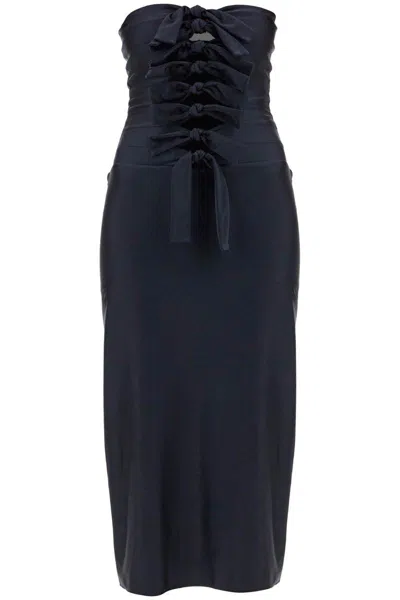 Coperni Knot Gala Midi Black Dress With Adjustable Knots In Stretch Jersey Woman