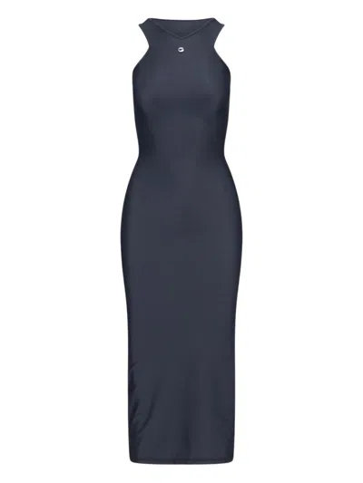 Coperni Nylon Tank Dress With Frontal Detail In Blue