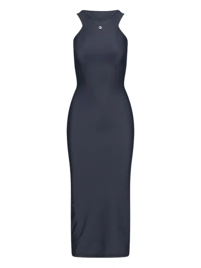 Coperni Nylon Tank Dress With Frontal Detail In Blue