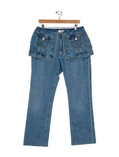 Pre-owned Coperni Mid-rise Wide Leg Jeans In Blue