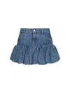 Coperni Blue Miniskirt With Logo Patch On The Rear And Gathered Hem In Denim Woman In Blue