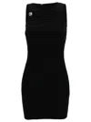 Coperni Mini Black Dress With Cut-out And Logo Detail In Ribbed Viscose Woman In Black